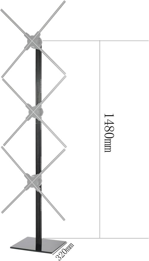 Missyou 3D Hologram Fan Stand - Vertical 3-Unit Splicing Bracket for 56/65/70cm Projectors | Heavy Duty Metal Wall Structure - Perfect Tech Gift for Festivals