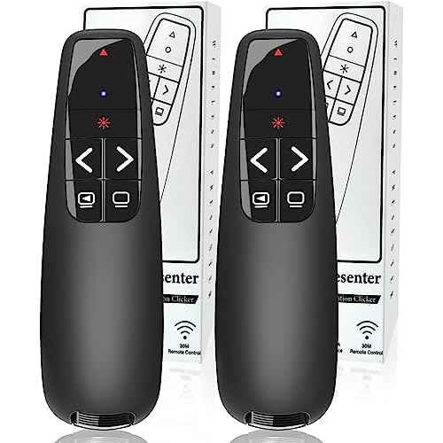 (2 Units) Wireless Presenter Remote, Clicker for Laptop PowerPoint Presentations Pointer, RF Computer Clicker for Presentations Remote, Slideshow/Smartboard/College/Classroom/PPT Clicker