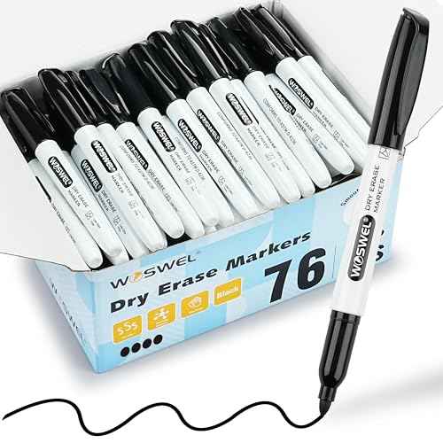 Dry Erase Markers Bulk, 76 Pack Black Fine Tip Whiteboard Markers, Fine Point, Low Odor Dry Erase Markers for School Office Home, Non-Toxic Easy Clean