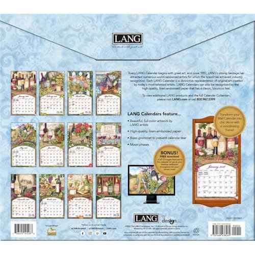 Lang Wine Country 2026 Wall Calendar ? 12-Month Calendar with Stapled Binding, Linen-Embossed Wine & Vineyard Artwork by Susan Winget, 13.4¡È ¡¿ 12¡È