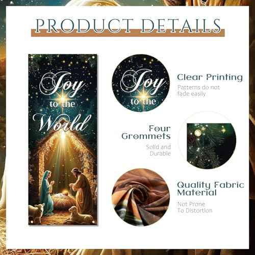 4 Pcs Church Banners with Scripture for Sanctuary Wall, Christian Praise Worship Bible Signs for Religious Festivals, Church Event, Communal Prayers, Back to School(Nativity)