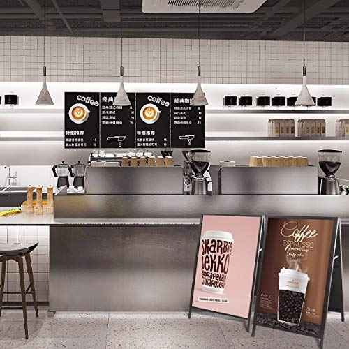 HUAZI Sandwich Board 24 x 36¡®¡¯ Sidewalk Sign Double-Sided A Frame Folding Sign Heavy Duty Metal Display with 2 Corrugated Plastic Poster Boards Suitable for Indoor Outdoor,Black