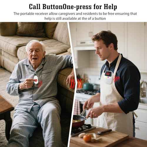 Caregiver Pager System with Digital Display for Elderly Assistance, Fall Prevention, and Nurse Calling£¬Wearable Wireless Pager for Patient Help at Home (2 Call Buttons + 2 Receivers)
