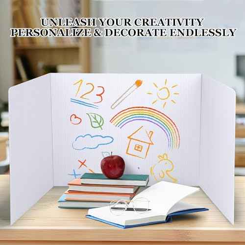12 Pack Desk Divider for Students Classroom Privacy Boards with Name Labels Study Carrel Reduces Distractions Easy to Clean Plastic Guard Shields for School