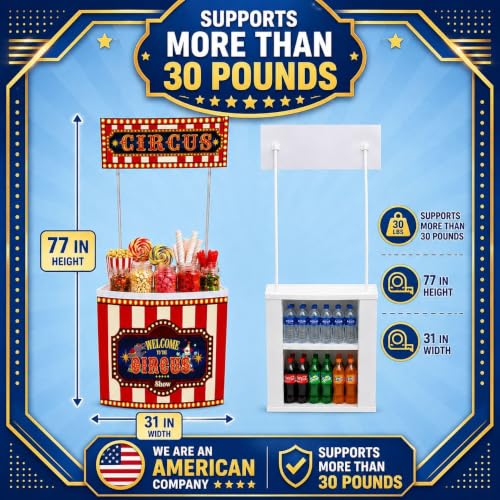 Circus Carnival Booth Stand for Parties - Plastic Display Stand with Storage