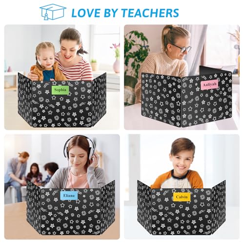 Black 24-Pack Desk Dividers for Students, Waterproof Plastic Study Carrel Divider, Durable Testing Dividers for Classroom Teacher Supplies, Easy to Clean Privacy Shield Folder Boards for Student Desk