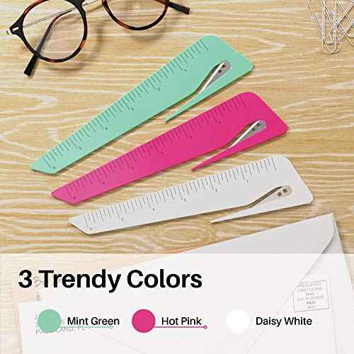 Uncommon Desks Ruler & Letter Opener Combo - Easy to Hold - Oversized Grip - Colorful 6 Inch Ruler - Envelope Opener w/Measuring Tool - Perfect for Crafts, Drafting, Sewing, & Drawing - (3 Pack)