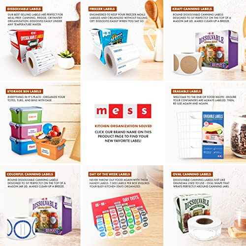 MESS Removable Food Labels for Containers (96-Pack) 1x3" & 1.5" Erasable Kitchen Labels for Organizing, Freezer & Fridge, White Dry Erase Labels for Jars