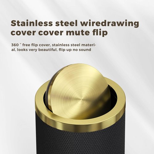 LEASYLIFE 9L/2.3GAL Small Trash Can with Swing Lid,Fancy Gold Waste Paper Baskets for Bathrooms,Black and Gold Trash Can for Bathroom,Bedroom, Powder Room,Office,Laundry Room (9L-Black)