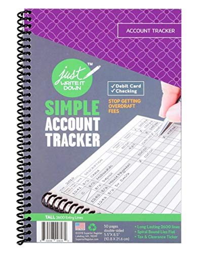 Premium Check Book Register & Debit Card Ledger Notebook – 2,600 Entries, 8.5 x 5.5 in, Purple
