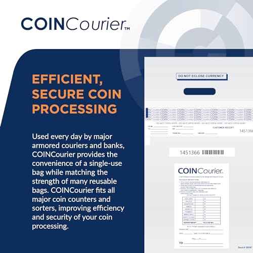 ControlTek Coin Courier 12" x 24.5", Clear, 50 Bags, Tamper-Resistant Coin Bag, Cash Register Money Bag for Bank Deposit, Security Bags Hold Up To 50lbs of Coins 585347