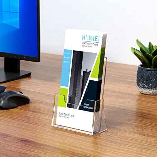 HIIMIEI Brochure Holder 8.5 x 5.5 inches, Acrylic Flyer Holder with 2 Pack, Plastic Stands for Displaying Magazines, Pamphlets, Literature, Brochures, Booklets, Menu