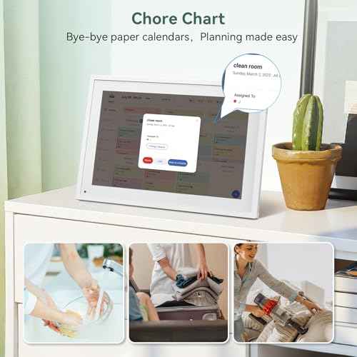 10.1 Inch WiFi Digital Calendar, Smart Touchscreen Interactive Display for Family Schedules Chore Chart, Meal Planner, To Do List, Smart Sync Switchable Digital Photo Frame Desk-Standing