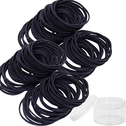 AMUU Black Rubber Bands 300pcs, 60mm Diam, 1.4mm Thick, Office/School