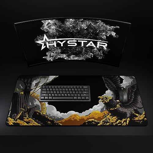 Hystar¢ç Extended Gaming Mouse Pad | XXL 36" x 16" | 5mm Thick, Waterproof Surface, Smooth Polyester Fabric, and Natural Rubber Base | Mythic Griffin