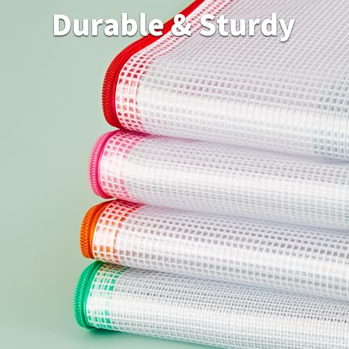 JARLINK A3 (16.5x12.6 in, 12 Pcs) Mesh Zipper Pouch, 12 Colors Extra Large Zipper Bags, Waterproof File Pouches for Office Supplies, Puzzles, Board Game, School, Travel Accessories & Craft Projects