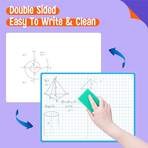 Xy Axis Graph Dry Erase Board - Double Sided Writable Math Whiteboard - 8 Pack, 12x9 Inches