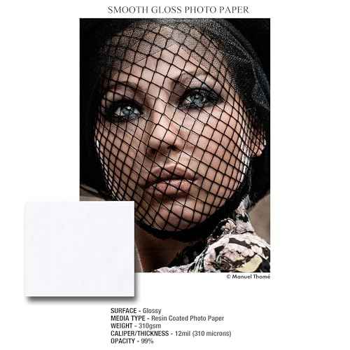 ILFORD Galerie 5x7¡± (100 Sheets) Smooth Gloss Instant Dry Archival Photo Inkjet Paper 12mil / 310gsm for Dye and Pigment Ink Printers, Color and Black and White, Made in Germany