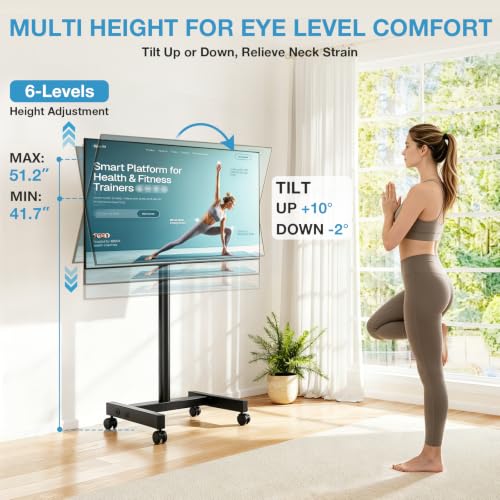 YOMT Basic Rolling TV Stand for 13-50 Inch TVs with 90° Rotation
