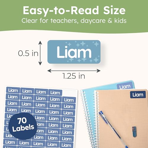 Personalized Waterproof Name Labels for Kids & Adults - Dark Blue 70pcs - Clothing & Item Stickers