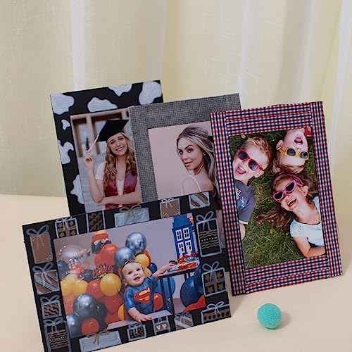 Meonua Paper Picture Frames for 4 x 6 Inch Inserts,Cardboard Photo Frame with Easel,Standing Paper Frames Bulk for DIY,Crafting,Classroom,Wedding,Graduation(200Count,Black)