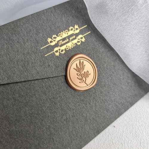 50 Pcs Antique Gold Wax Seal Stickers Self- Adhesive Wedding Invitation Seal Stickers, Perfect for Wedding Invitation, Envelopes Christmas Cards, Gift Wrapping, Good Adhesion and Easy to Use