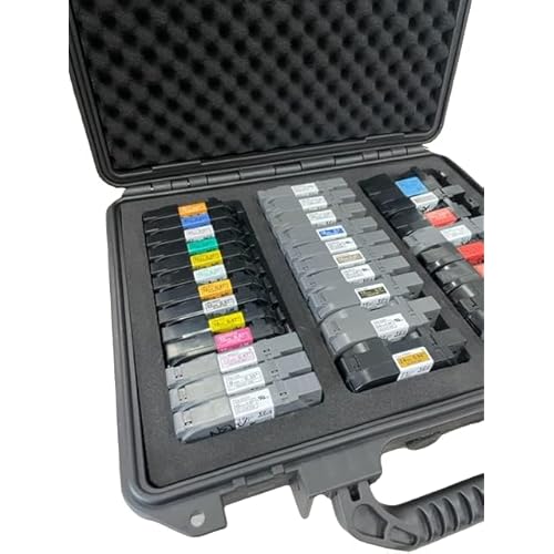 Protective Custom Label Tape Carrying Case for TZe P-Touch Tapes - Holds up to 39 Tapes.