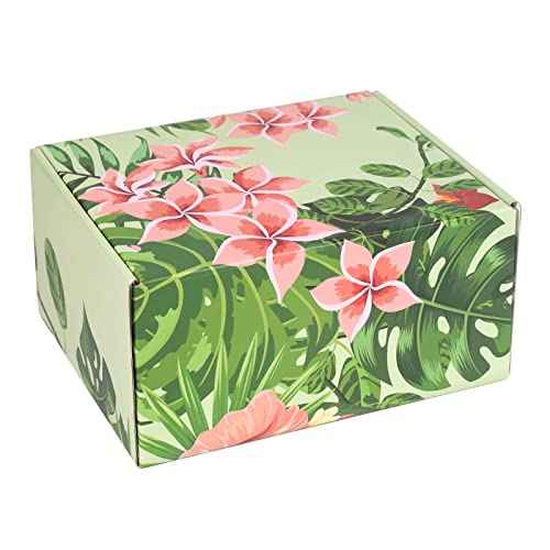 Hawaiian Flower Shipping Boxes Pack of 25 - 8x6x4in Hawaiian Floral Gift Boxes Small Cardboard Corrugated Mailer Shipping Boxes for Small Business Packaging Shipping Mailing