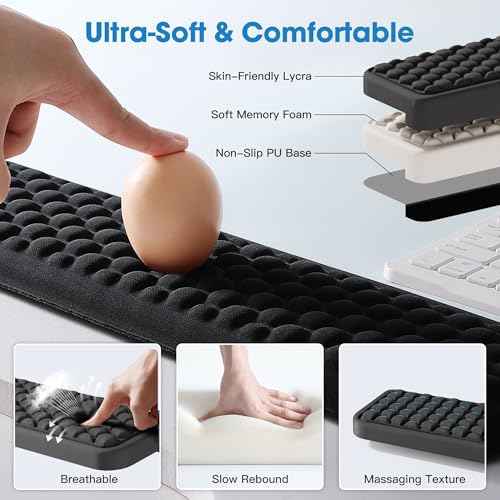 MEKASS L-Shaped Desk Long Elbow Pad for Desk, Memory Foam Elbow Support Padding with Non-Slip, Ergonomic Desk Edge Cushion, Wrist Comfort Support for Office Home (Honeycomb Texture)