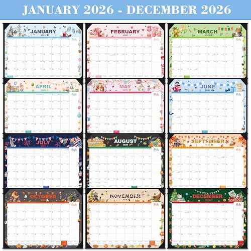 2026 Desk Calendar - Large Desk Calendar 2026, Jan.2026 - Dec.2026, 22" x 17", 12 Months Desktop Calendar 2026 with Corner Protectors, Desk Pad, Large Ruled Blocks - 12 Different Themes
