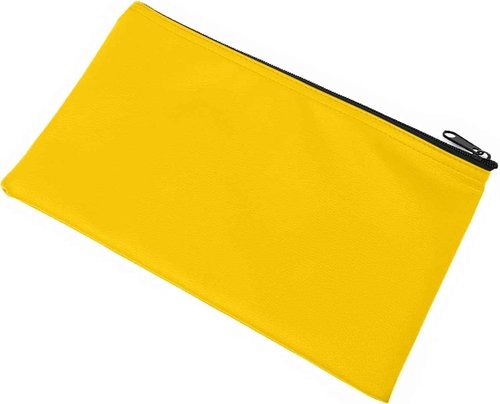 GIDABRAND Money Bank Deposit Bag with Zipper | 11x6 inch | Yellow | Durable Leatherette Money Cash Coin Check Wallet Pouch for Men & Women with Framed ID Window and Blank Card (10)