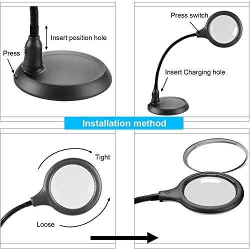 Magnifying Glass Lamp,5X Magnifier LED Light and Flexible Neck,Magnifying Lamp USB Powered,Perfect for Reading,Hobbies,Task Crafts or Workbench