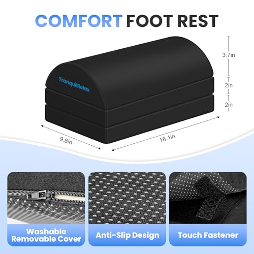 TranquilRelax Black 3-Height Adjustable Foot Rest Under Desk for Ergonomic Comfort