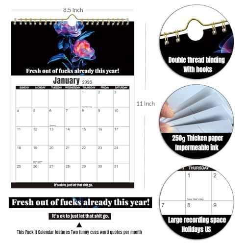 2026 Calendar for Tired-Ass Women,Fuck It Calendar 2026,Tired Women Calendar,Funny party gift Home Office Wall Calendar - Funny Monthly Calendar Gag Gift for Womens