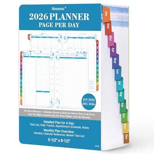 2026 Planner Refills ? January 2026 - December 2026, 2026 Planner Refills, Two Pages Per Day Daily £¦ Monthly, 8.38" x 5.51", Ring-Bound with Tabs