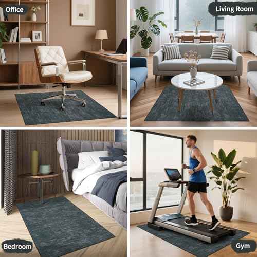 RUGSREAL Office Chair Mat for Hardwood Floor & Tile, 36x48 Modern Abstract Solid Floor Protector for Rolling Chairs Non-Slip Washable Computer Rugs Under Desk, Waterproof Easy-Glide Rug Pad, Black