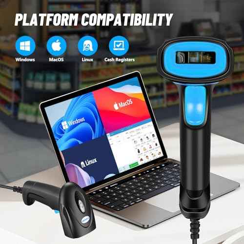 1D Handheld Barcode Scanner ? Wireless Range Up to 328ft, Perfect for Retail, Warehouse, and Office Use