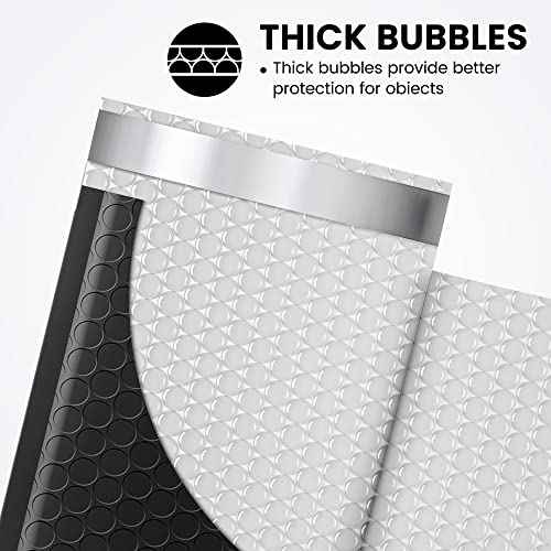 Fuxury Black Bubble Mailers 4x8" 200 Pack Waterproof Padded Envelopes Self Seal Bubble Envelopes Usable Size 4x7" Padded Mailers for Small Business Shipping Envelope Mailers