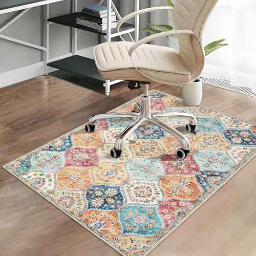 Office Chair Mats for Hardwood Floor, 48"X60" Desk Chair Mat for Hard Floor, Gaming Computer Chair Mat Office Rug for Rolling Chairs, Low Pile Carpet Under Chair Floor Protector, Orange