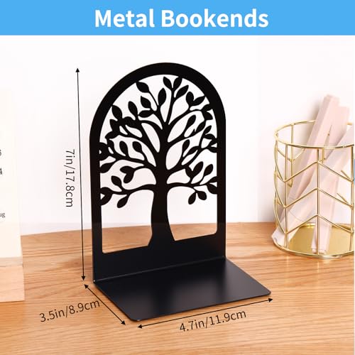 EOOUT 10 Pack Black Metal Tree Bookends - Heavy Duty Support for Shelves