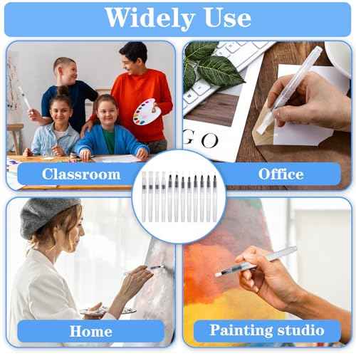 12 Pcs Envelope Sealer Moistener, Pencil Style Envelope Moistener Sealer with Fine Nylon Brush, Pointed and Flat Heads Letter Sealers for Office Classroom Painting (Clear)