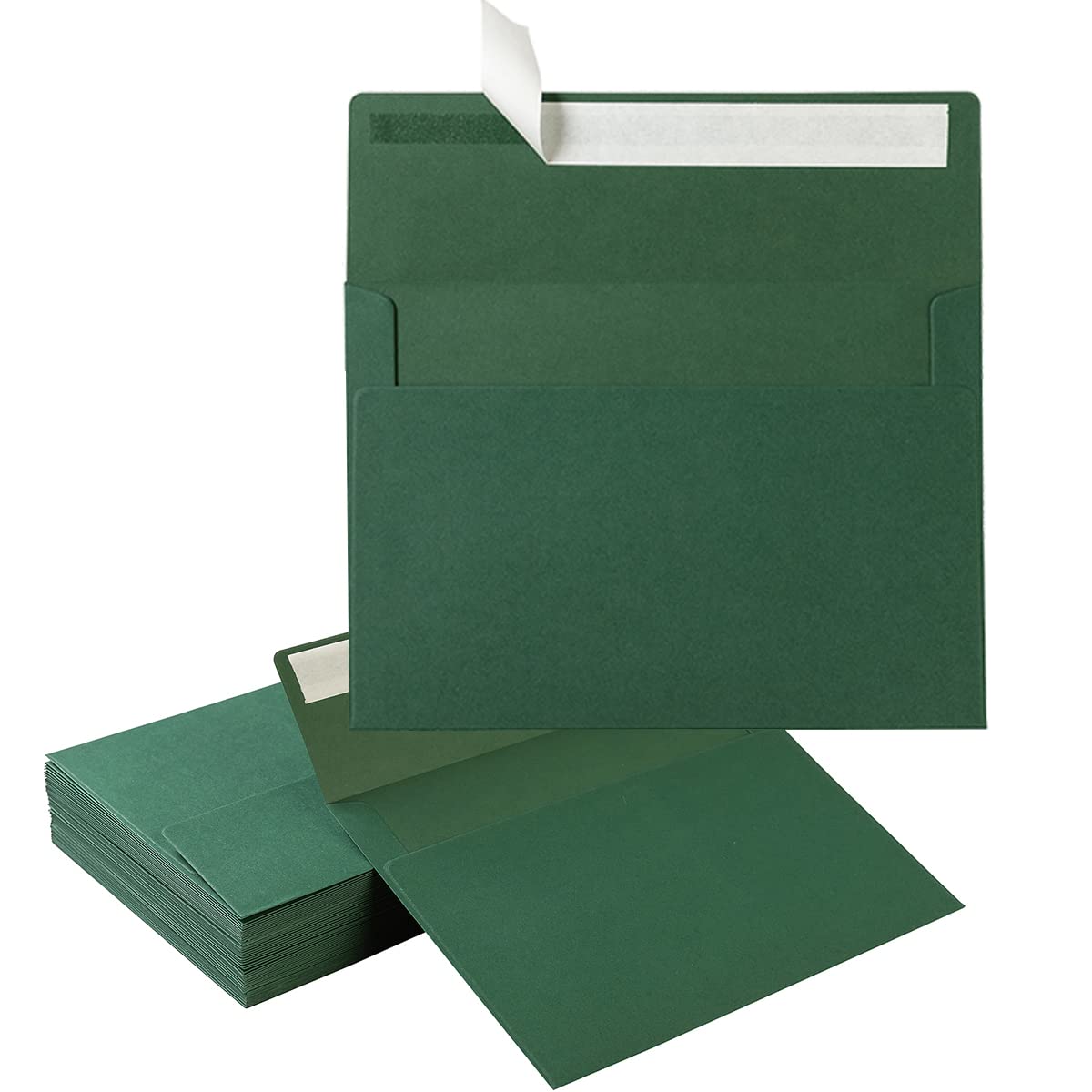 100 Pack A7 Envelopes Self-Adhesive, 5.24 x 7.21 Inches, Dark Green