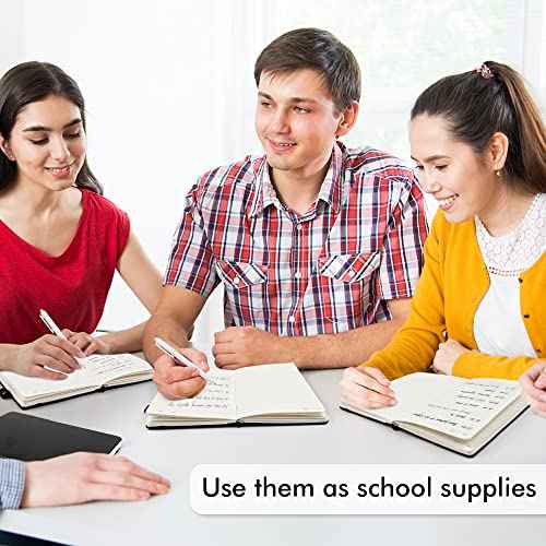 feela 8 Pack Journal Notebook Bulk for School, Hardcover Business Notebooks Classic Ruled Lined Journals with Pen Holder for Work Note Taking, with 8 Black Pens, 120 GSM, 5.1¡±x8.3¡±, A5, Black