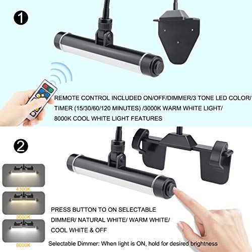 BIGMONAT Cordless Picture Light, Rechargeable Display Lamp, Clip on Painging Frame, Led Art Light with Timer, Dimmable Painting Light 3 Lighting Modes for Dart Board