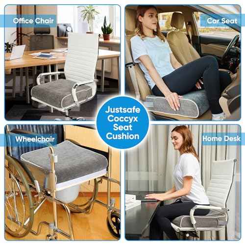 4 Inch Thick XL Orthopedic Memory Foam Seat Cushion - Extra Large Office Chair Cushion for Back Pain, Sciatica & Tailbone Pain Relief, Non-Slip Ergonomic Car, Desk & Wheelchair Cushion