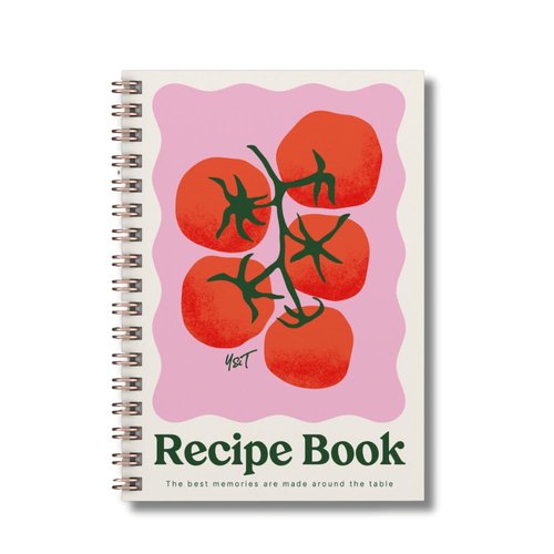 Yop & Tom Recipe Book (A5) - Write Your own Recipe Journal - Family Cookbook - Red Tomatoes