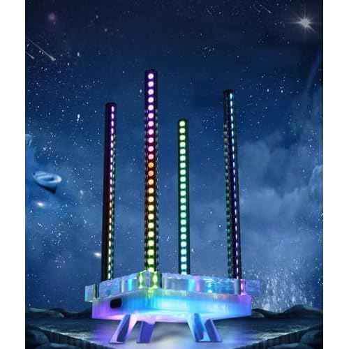 Corded Music Sync LED Light, Sound & App Reactive Mood & Ambient Lighting - Cool & Creative Multicolor Decorative Art Desk Table Lamp 4 Tubes (Black)