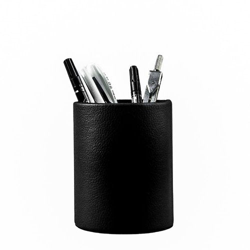 Fosinz Pen Pencil Holder Cup Container PU Leather Desk Organizer Stand Decor Brush Scissor Holder Decoration Office Desk Home School