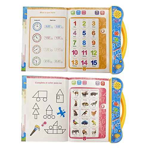 Spanish-English Learning Toys for Kids, Learn Basic Spanish Vocabulary, Alphabet, Numbers, Colors, Bilingual Toys for Toddlers