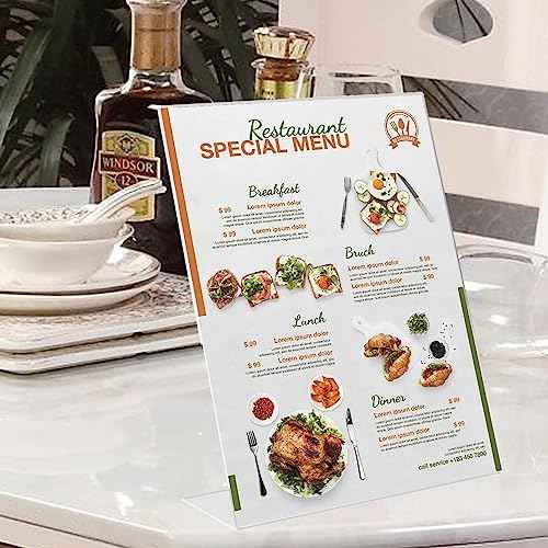 12 Pack Acrylic Sign Holder 8.5 X 11, L Shape Clear Sign Holder, Clear Plastic Sign Holder Picture Photo Frames, Flyer Document Paper Display Stand for Office Desktop